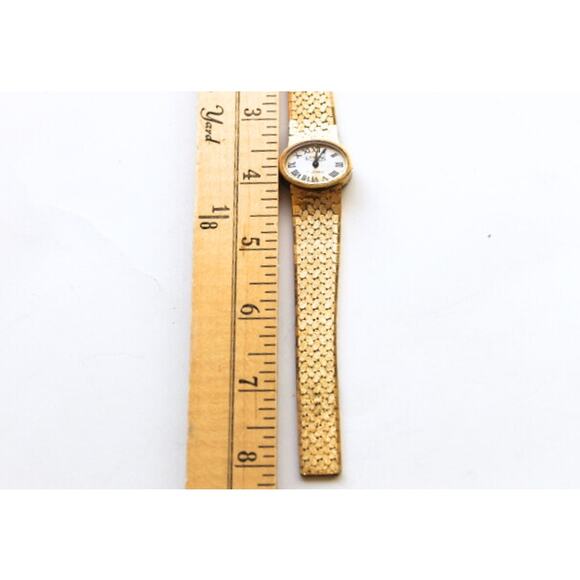 Vintage Rhapsody Womens Watch Textured Liquid Gold Tone Band Not Working - Picture 6 of 7